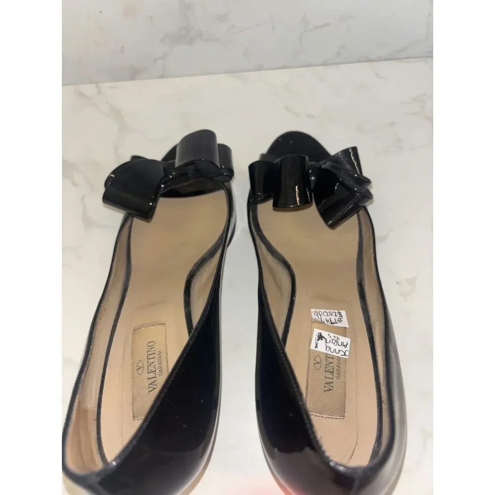 Valentino Black Patent Bow Pumps - Good Condition - Picture 2 of 5